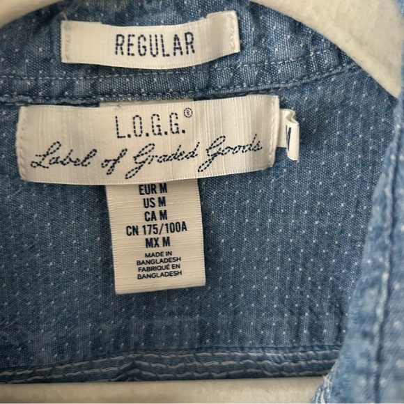 H&M Label of Graded Goods men’s patterned denim button front shirt M - Picture 3 of 8